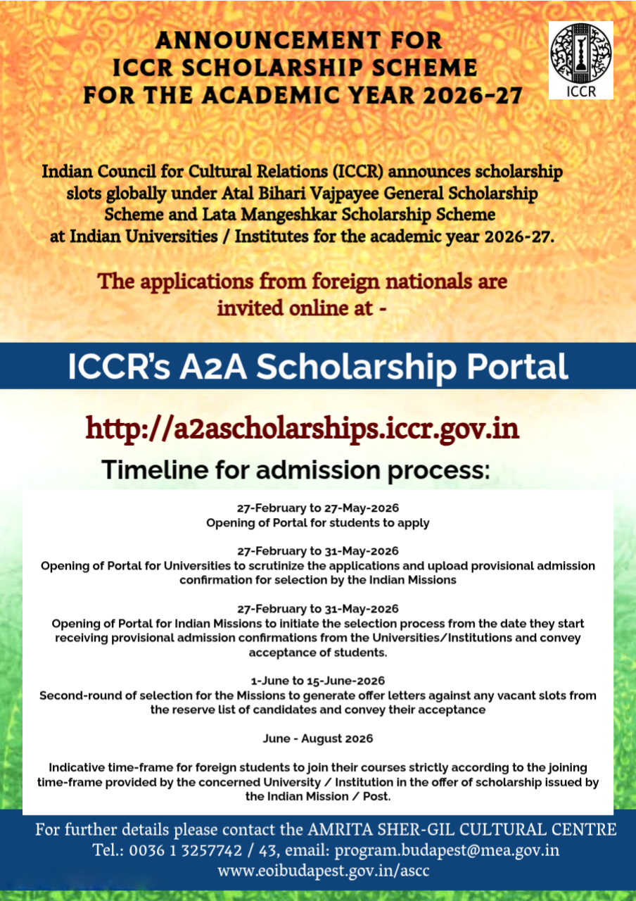 ICCR Scholarship Scheme / Academic Year 2026-2027